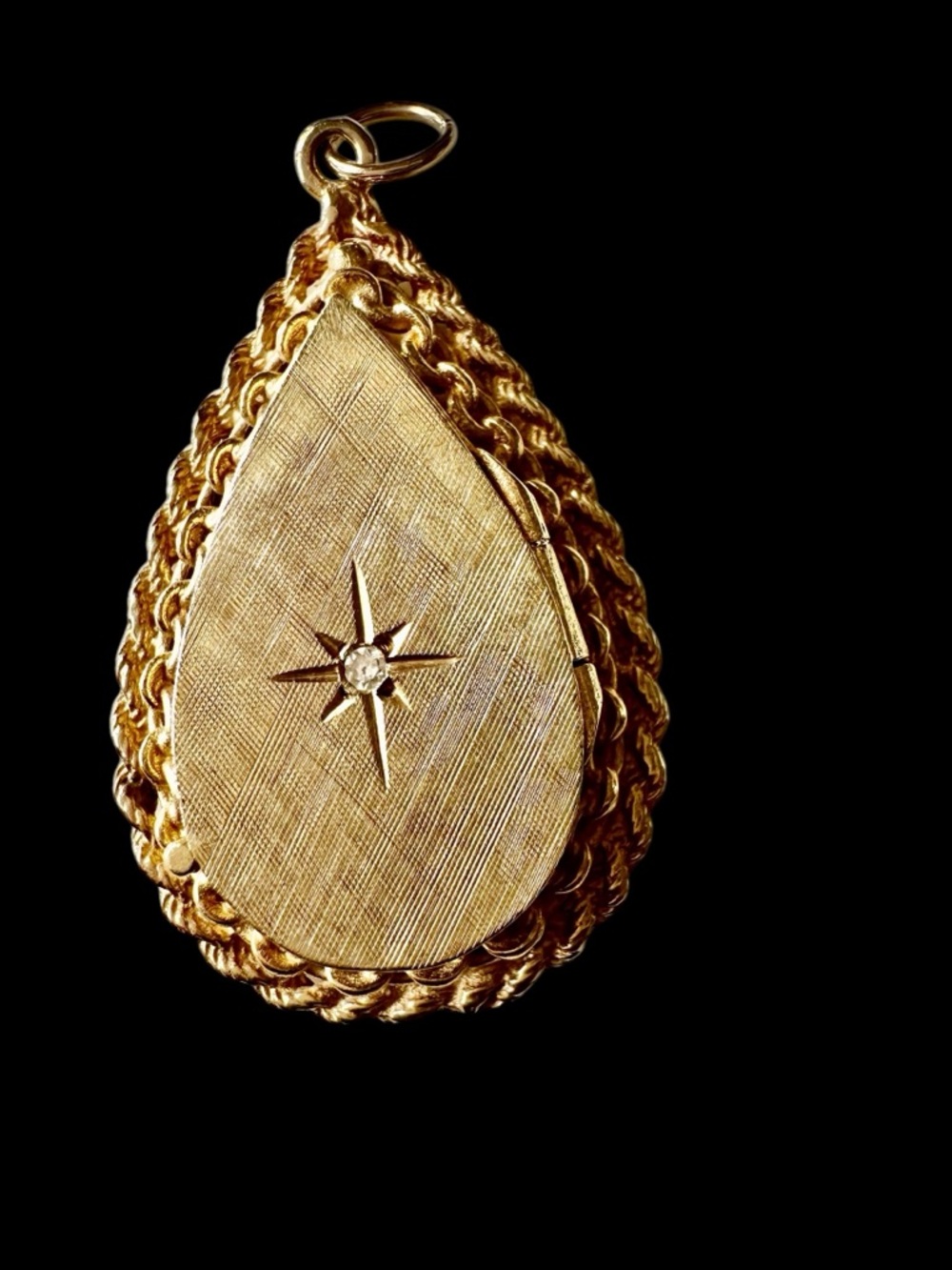 Rare Antique 14K Gold Teardrop Locket – Unique Handcrafted Design with Diamond